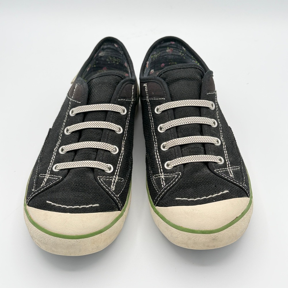 Vintage Simple Shoes WM 9 Black Canvas Low Top Skater Sneaker Y2K Grunge Granola - Picture 3 of 9